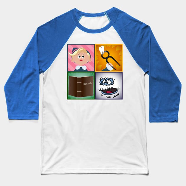 Rudolph - Hermey Squares Baseball T-Shirt by JPenfieldDesigns